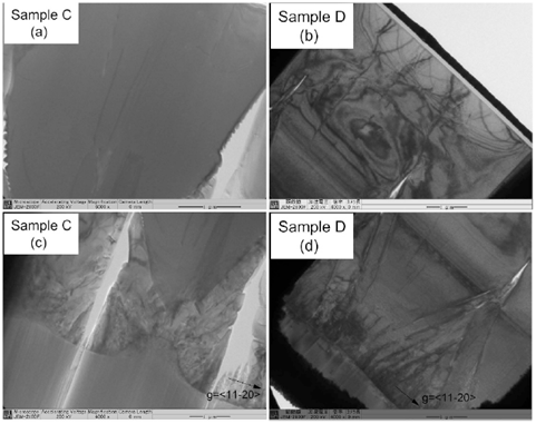 Fig. 2 Images TEM transversales des échantillons C et D
